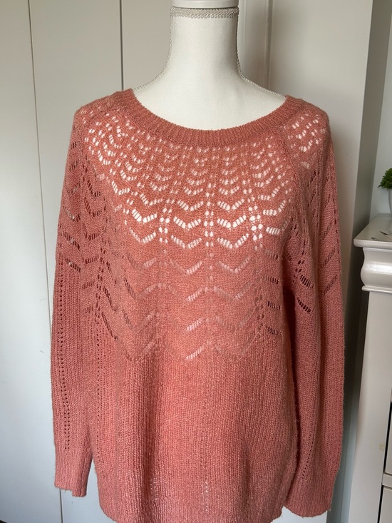 Doe & Rae Sweaters - Doe & Rae Open-Knit Scoop Neck Sweater in Dusty Rose